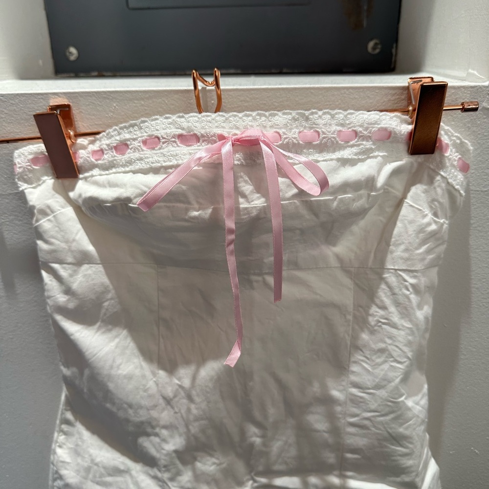 Edikted White Corset with Pink Accents